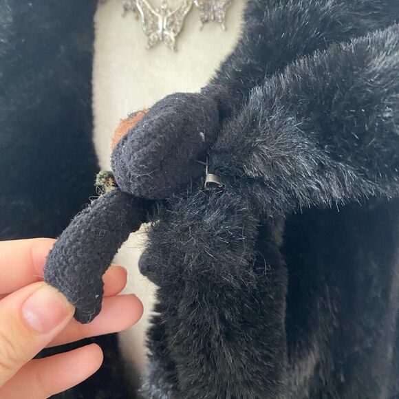 Vintage Casual Living Teddy Charm Thick Black Fuzzy Faux Fur Chunky Vest XL - Picture 4 of 8